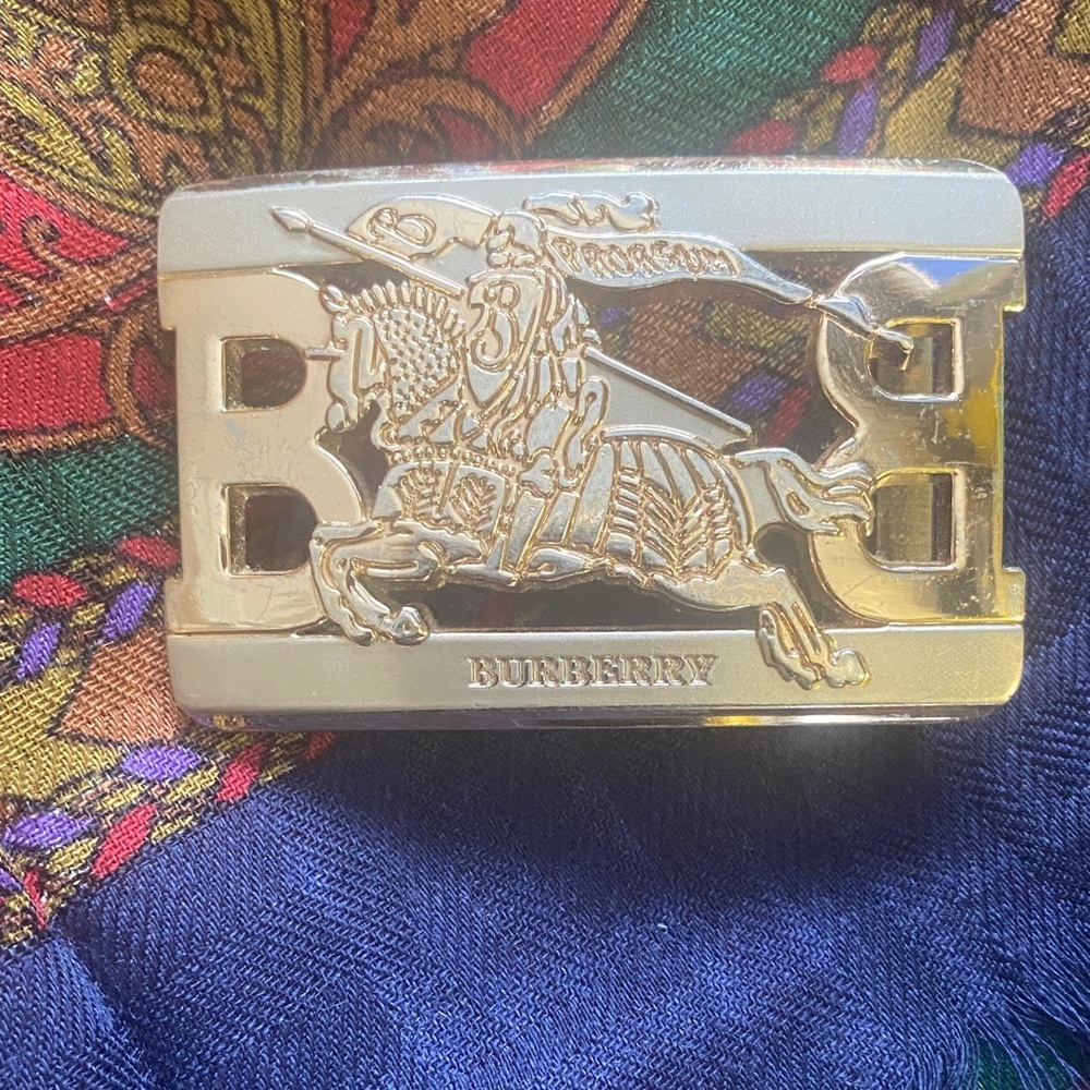 Burberry Silver and Gold Belt Buckle